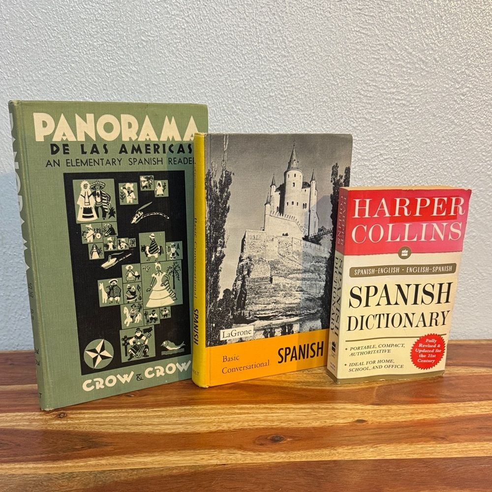 Spanish Language Book Bundle: Reader, Conversational Text, & Dictionary Panorama